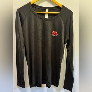 Lululemon Women's Black Long-Sleeve Top with Red Rose screenprint